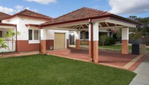 brick hip roof carport