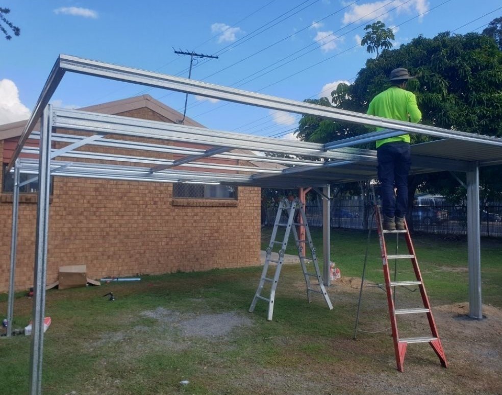 Kit Carports and Kit Patios, photo of install of carport kit