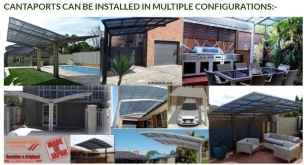 Cantilever Carports - Cantilever Carports by Cantaport showing different ways to join together.