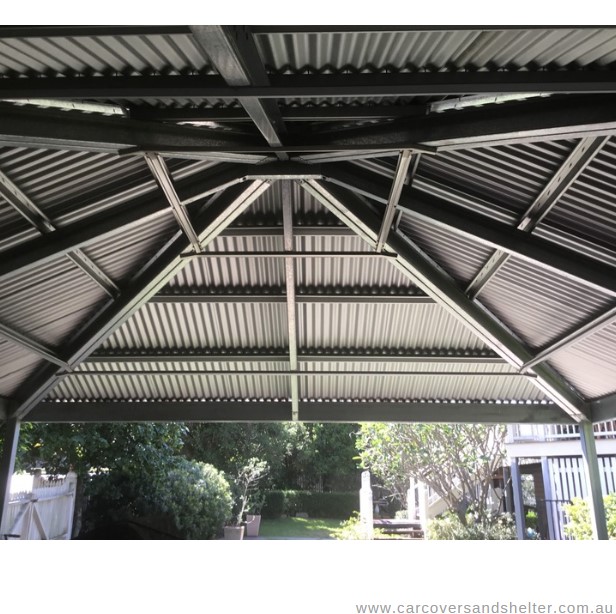 photo of Hip roof carport interior