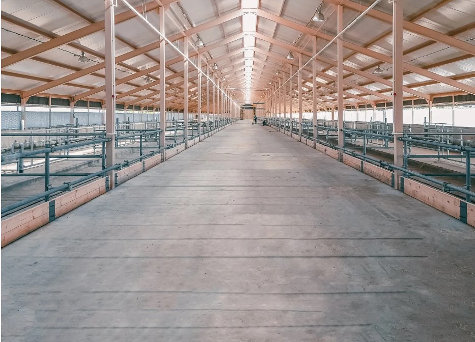 Custom Farm & Rural Sheds, inside a long farm shed.