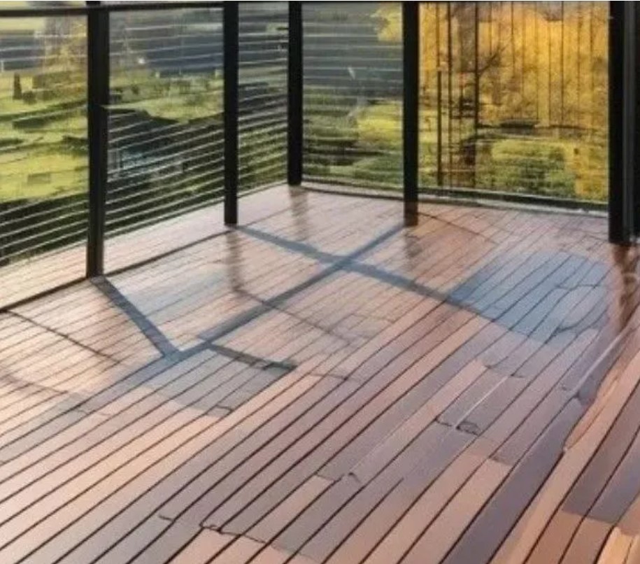 photo of a deck in a country home.