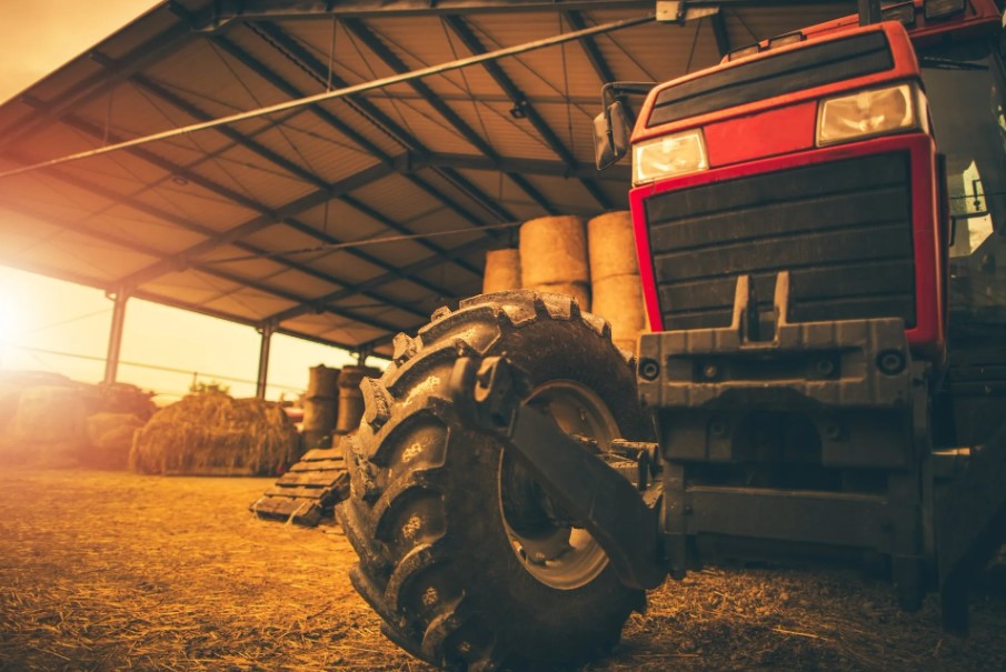 Hay shed with tractor stored at front