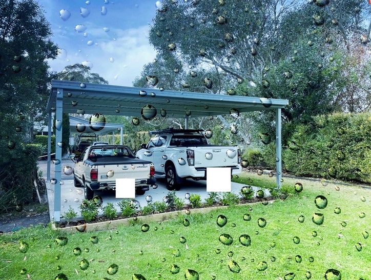 Flat roof, Skillion, carports, photo of double Skillion carport in the rain