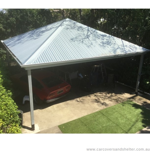 Building a Do-It-Yourself Carport Kit - Hip roof carport photograph