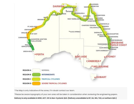 How Much Does a Carport Cost? - Wind map of Australia